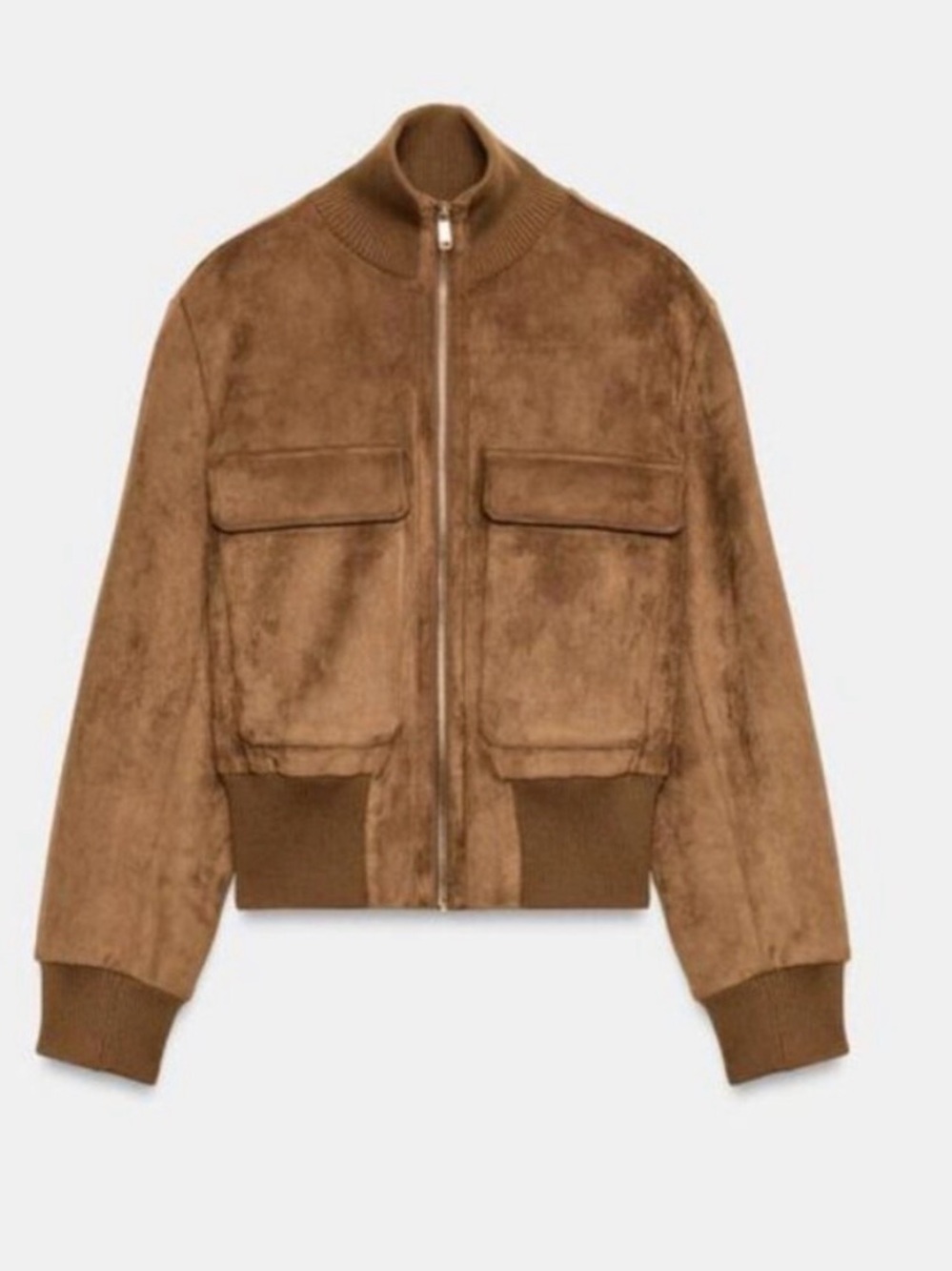 Zara Tan Suede Bomber Jacket - Picture 3 of 3